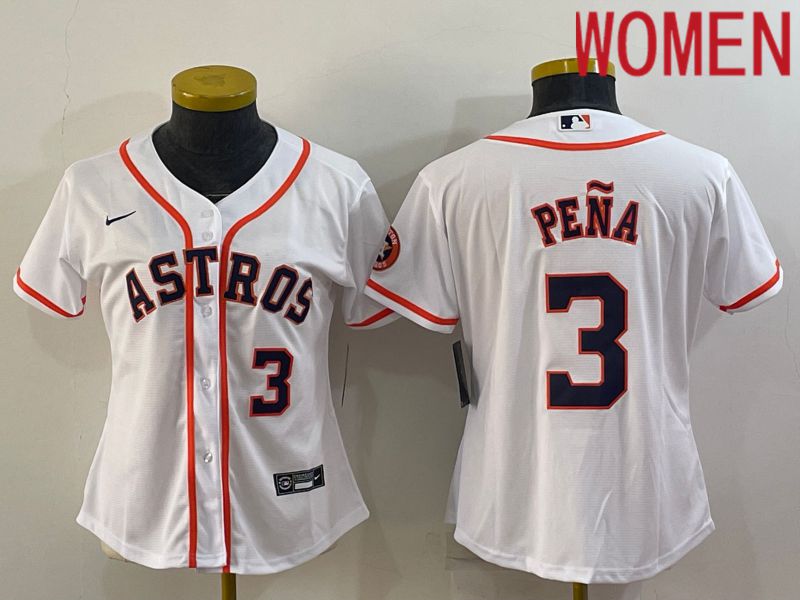 Women Houston Astros #3 Pena White Game Nike 2022 MLB Jersey